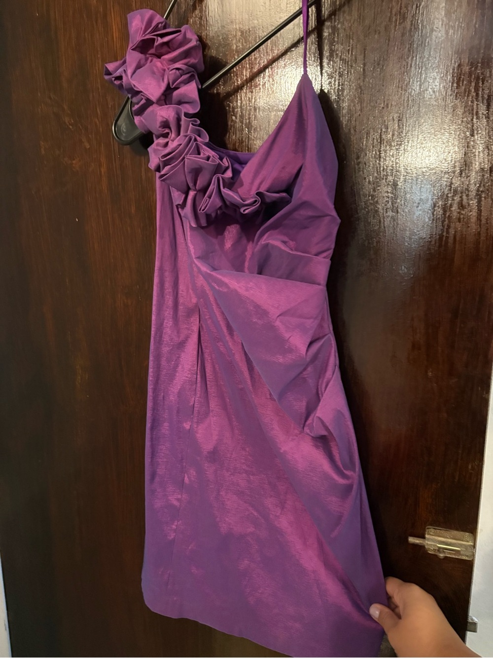 Y2K Hailey Logan for Adrianna Papell Purple One-Shoulder Ruffle Dress. Size 1-2.